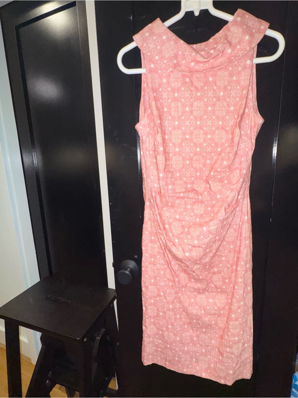Sara Campbell Coral Pink Sleeveless Midi Sheath Dress